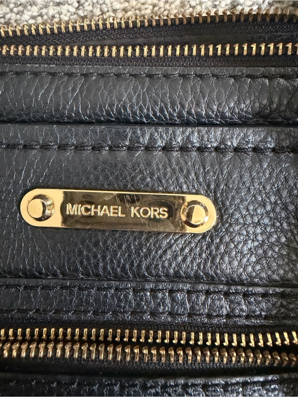 Michael Kors Black Pebbled Leather Satchel Shoulder Bag | Gold Hardware - Picture 2 of 14